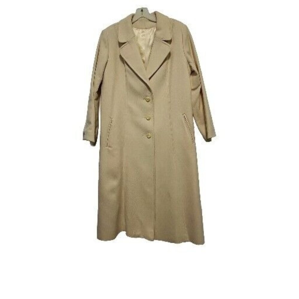 Camelite By Wellington Fashions Vintage Long Wool Coat Ivory Old Money Large